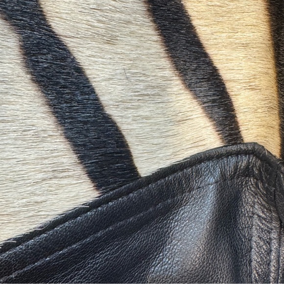 Vintage X Ethnix Leather Cow Hair Contrasting Zebra Leopard Print Oversized Vest - Picture 7 of 14